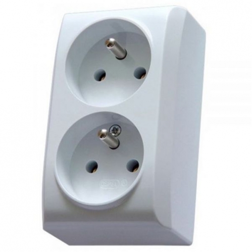Obrázek pro OSPEL Dvojitá zásuvka na omietku s uzemnením biela