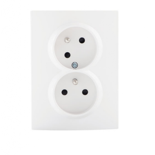 Obrázek pro Kanlux Dvojitá zásuvka Mowion LOGI pootočená kompletná s uzemnením 02-1255-102 biela