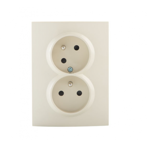 Obrázek pro Kanlux Dvojitá zásuvka Mowion LOGI pootočená kompletná s uzemnením 02-1255-103 krémová