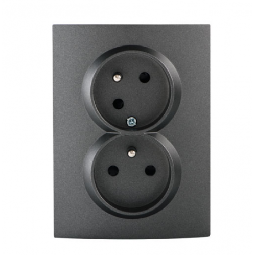 Obrázek pro Kanlux Dvojitá zásuvka Mowion LOGI pootočená kompletná s uzemnením 02-1255-141 grafit