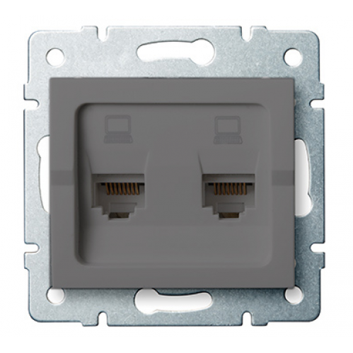 Obrázek pro Kanlux Dvojitá Dátová Zásuvka 2xRJ45Cat Mowion LOGI 02-1420-041 grafit