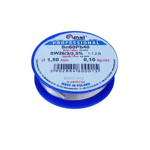 Obrázek pro Cín s tavidlom na spájkovanie CYNEL UNIPRESS 1.50mm , 100g , olovnatý