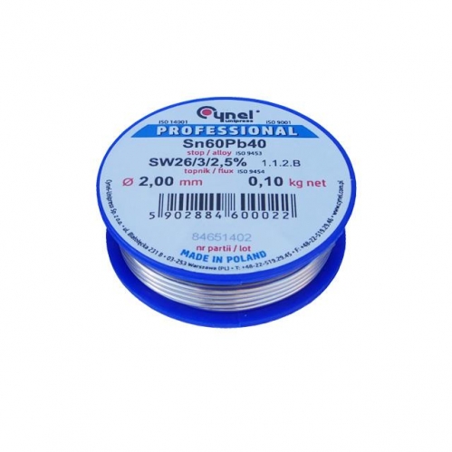 Obrázek pro Cín s tavidlom na spájkovanie CYNEL UNIPRESS 2.0mm , 100g , olovnatý