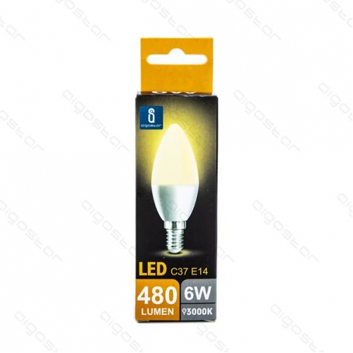Obrázek pro LED žiarovka E14 6W/510lm , svieca C37 , BOX , Teplá biela