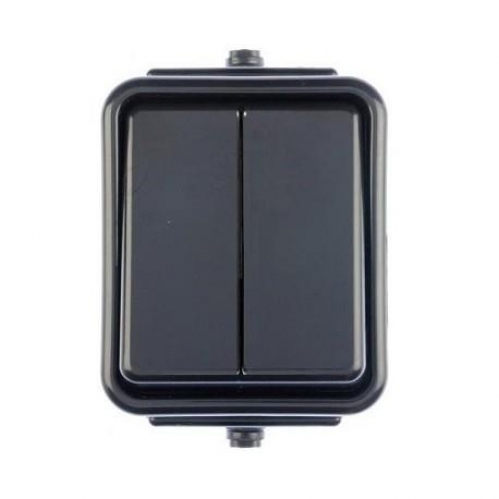 Obrázek pro SCHNEIDER Cedar Vodeodolný Dvojpáčkový lustrový vypínač č.5 na stenu , IP44 , Čierny