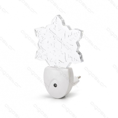 Obrázek pro Nočné svietidlo do zásuvky EU Vločka 0,5W/30lm RGB so senzorom stmievania