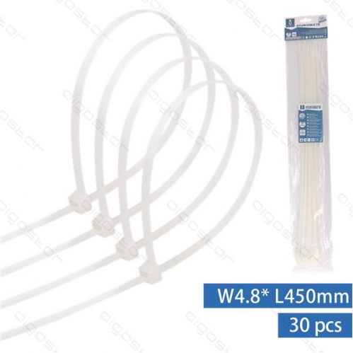 Obrázek pro Sťahovacie pásky, riteny 450x4,8mm, Biele - 30kusov