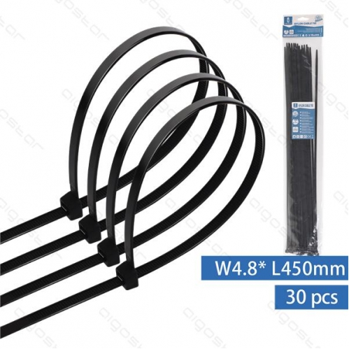 Obrázek pro Sťahovacie pásky, riteny 450x4,8mm, Čierne - 30kusov