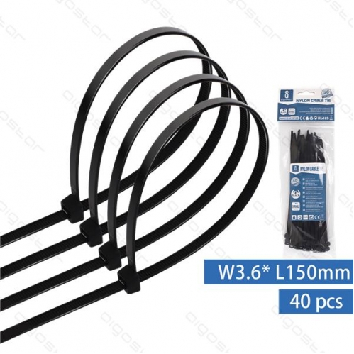 Obrázek pro Sťahovacie pásky, riteny 150x3,6mm, Čierne - 40kusov