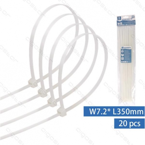 Obrázek pro Sťahovacie pásky, riteny 350x7,2mm, Biele - 20kusov