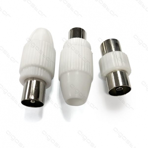 Obrázek pro Sada koncoviek a spojka pre Anténny, koaxiálny TV kábel 2x vidlica + 1x spojka 9,5mm