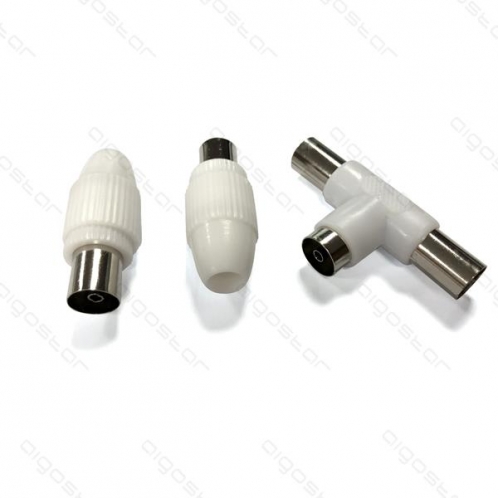 Obrázek pro Sada koncoviek a rozdvojka pre Anténny, koaxiálny TV kábel 2x zásuvka + 1x rozdvojka 9,5mm