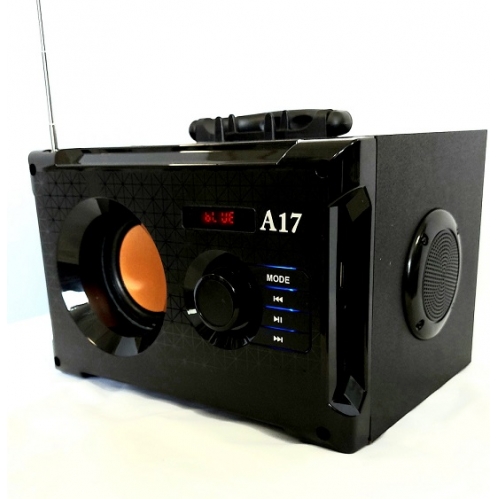 Obrázek pro Bluetooth Prenosný drevený čierny Reproduktor A17 - mobile multimedia wireless speaker s diaľkovým ovládaním a anténou Čierny