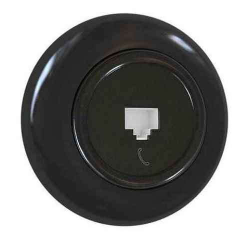 Obrázek pro RETROLINE Telefónna zásuvka RJ11 s rámčekom čierna