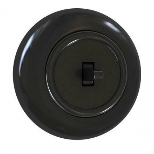 Obrázek pro RETROLINE Jednopáčkový schodiskový vypínač č.6 s rámčekom čierny