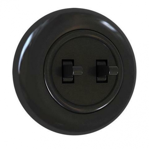 Obrázek pro RETROLINE Dvojpáčkový lustrový vypínač č.5 s rámčekom čierny