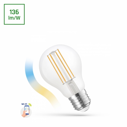Obrázek pro SMART LED žiarovka E27 5W/680lm , klasik LED vlákno , CCT