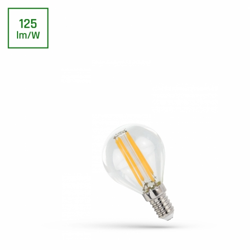 Obrázek pro LED žiarovka E14 4W/500lm , glóbus LED vlákno , Teplá biela