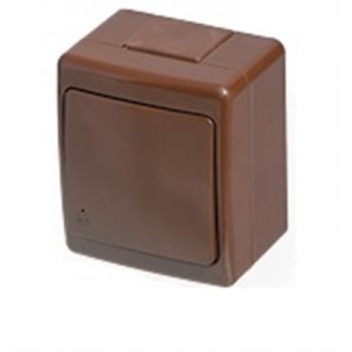 Obrázek pro Vodeodolná Jednozásuvka na stenu , IP44 , Hnedá