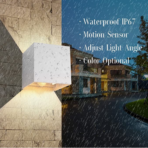 Obrázek pro Nástenné vonkajšie svietidlo biele WallLamp 7W , 2xCOB , IP65 , Teplá biela s PIR senzorom a nastaviteľným uhlom svietenia