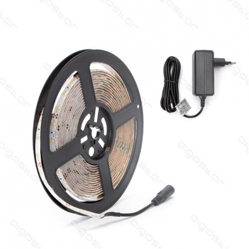 Obrázek pro KOMPLET LED pás vodeodolný IP65 20W/1200lm, 60led2835/m - 5m - Teplá biela + zásuvkový napájací zdroj 12V