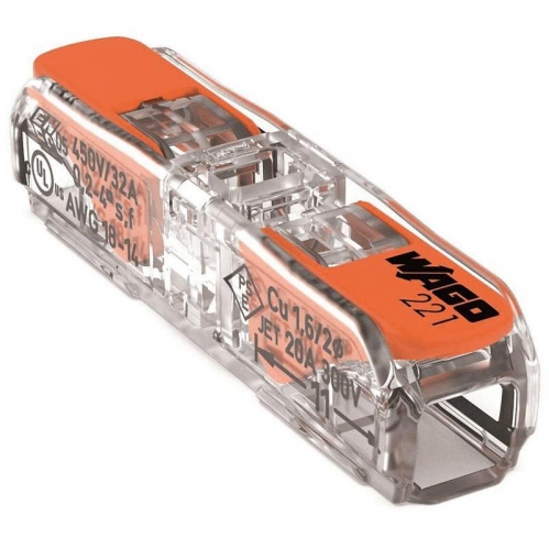 Obrázek pro WAGO Spojovacia svorka zaklapávacia priechodná 2x0,2-4mm 221-2411
