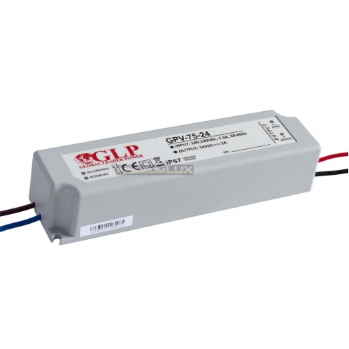 Obrázek pro GLP Vodeodolný napájací zdroj pre Led pásy - 24V/75W , IP67