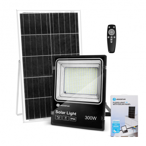 Obrázek pro LED Reflektor 300W/2000lm IP66 Studená biela so solárnym panelom a diaľkovým ovládaním