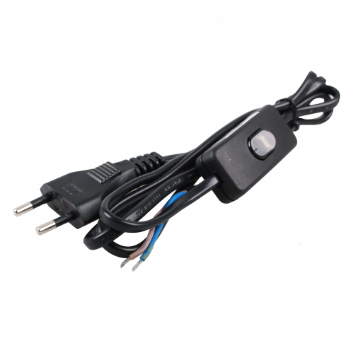 Obrázek pro Prívodný kábel s vidlicou a vypínačom H05VV-F 2x0.75mm² 1,5M, Čierny