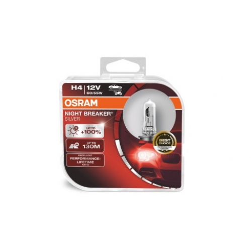 Obrázek pro OSRAM Halogénová Autožiarovka H4 NIGHT BREAKER SILVER DUO O64193NBS-HCB , 12V , 60/55W + 100% svietivosti
