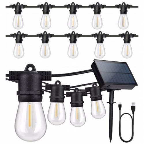 Obrázek pro Solárna Svetelná dekoračná reťaz , girlanda IP65 , 10xE27 1W/80lm, 10M , Teplá biela