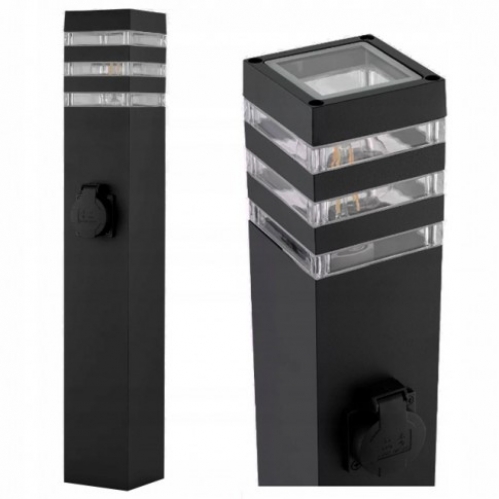 Obrázek pro Záhradné vonkajšie stĺpikové svietidlo TORO so SUKO zásuvkou , 1xE27 , Čierna