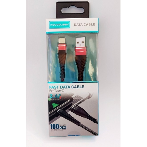 Obrázek pro Nabíjací dátový kábel USB/Type-C, 1.0M, 2.4A, čierny