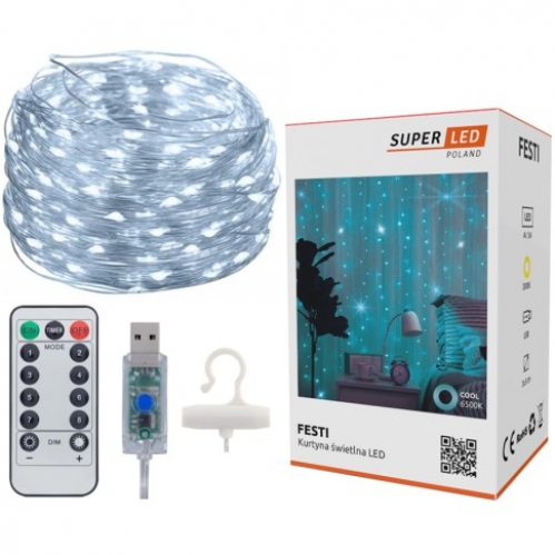 Obrázek pro FESTI LED vianočný svetelný záves, cencúle 3x3m, Studená biela + diaľkové ovládanie