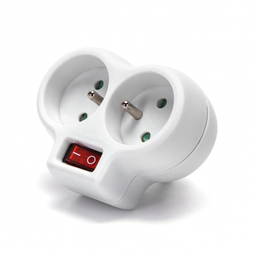 Obrázek pro Adaptér , elektrická rozvodka -2 - biela s vypínačom