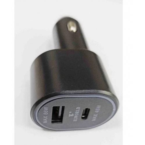 Obrázek pro Adaptér do automobilových zapaľovačov, autonabíjačka, 1x USB 66W/1xPD 45W, Čierna