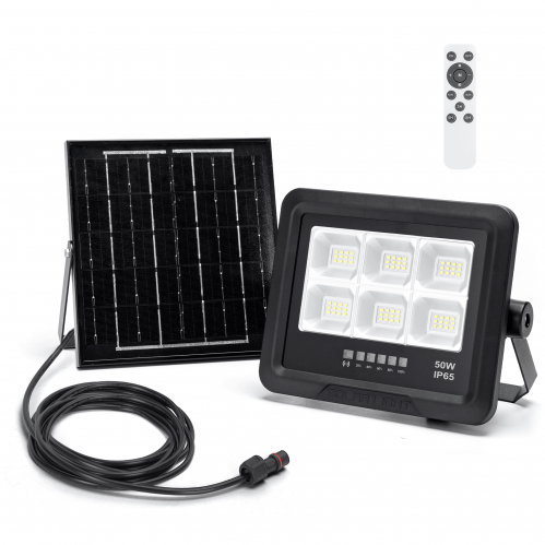 Obrázek pro SP06 LED Reflektor 50W/500lm IP65 Studená biela so solárnym panelom a diaľkovým ovládaním