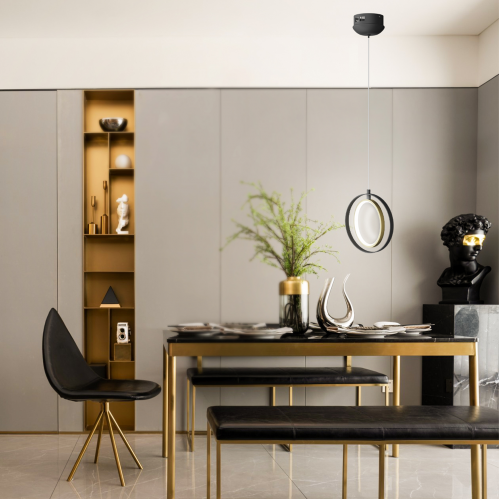 Obrázek pro Závesný luster 15W/230V/Čierno-Zlatá, Studená biela