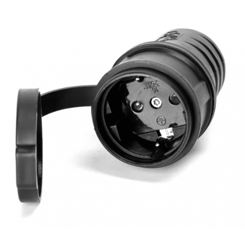 Obrázek pro Spojovacia zásuvka na kábel gumená IP44 230V čierna