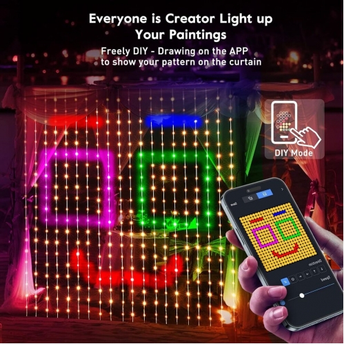 Obrázek pro SMART LED Vianočné osvetlenie - záves, 400 diód, 1x1m, IP44, 230V - RGBIC s diaľkovým ovládaním