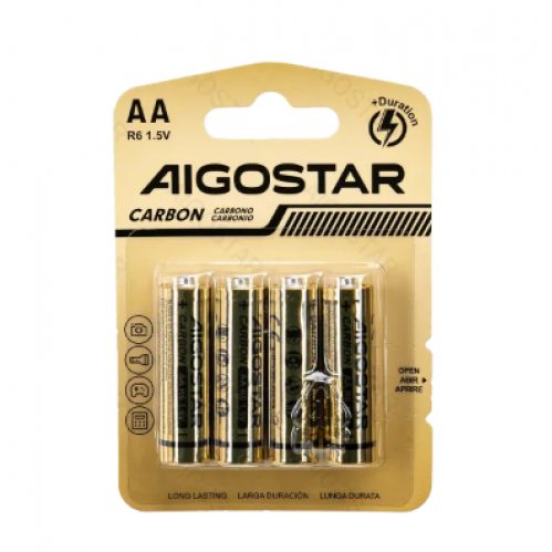 Obrázek pro Sada 4ks karbón-zink batérií Aigostar AA R06 1,5V