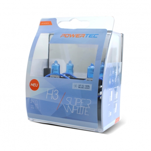 Obrázek pro Autožiarovky SuperWhite H3 12V 55W + 100% svietivosti DUO 2ks v balení  Powertec